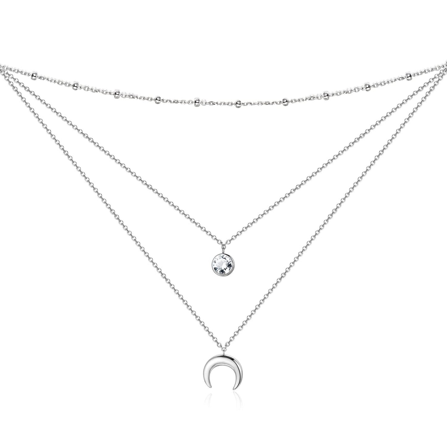 925 Sterling Silver Gold Plated Moonstone Crescent Moon Choker Necklace for Women
