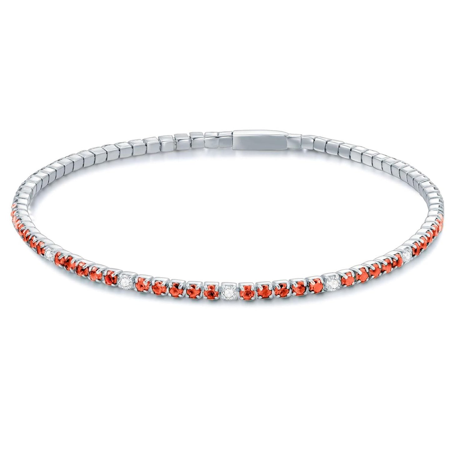 925 Sterling Silver AAAA+ CZ Orange & White Tennis Bracelet