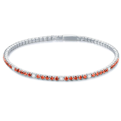 925 Sterling Silver AAAA+ CZ Orange & White Tennis Bracelet