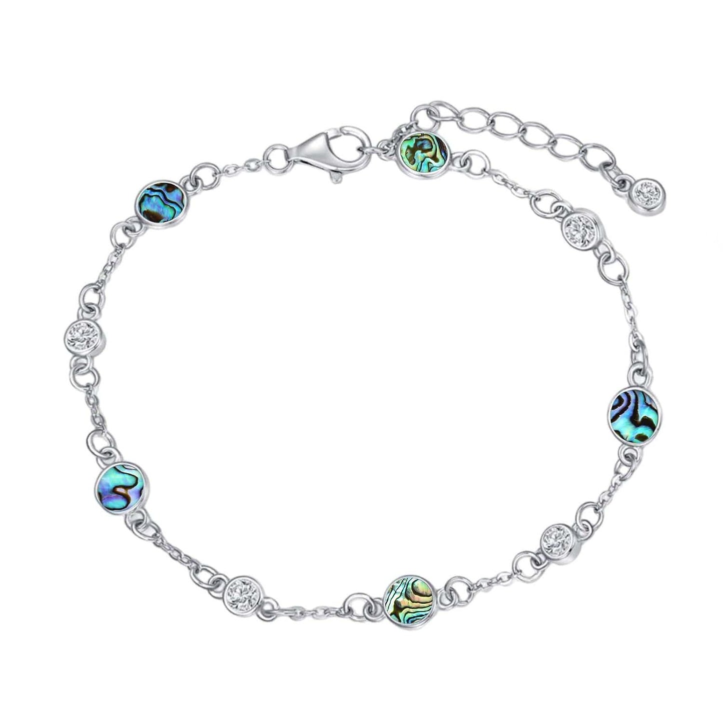 925 Sterling Silver Turquoise Beaded Chain Anklet Bracelet for Women