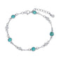 925 Sterling Silver Turquoise Beaded Chain Anklet Bracelet for Women