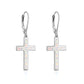 925 Sterling Silver Opal Cross Leverback Dangle Drop Earrings for Women and Men