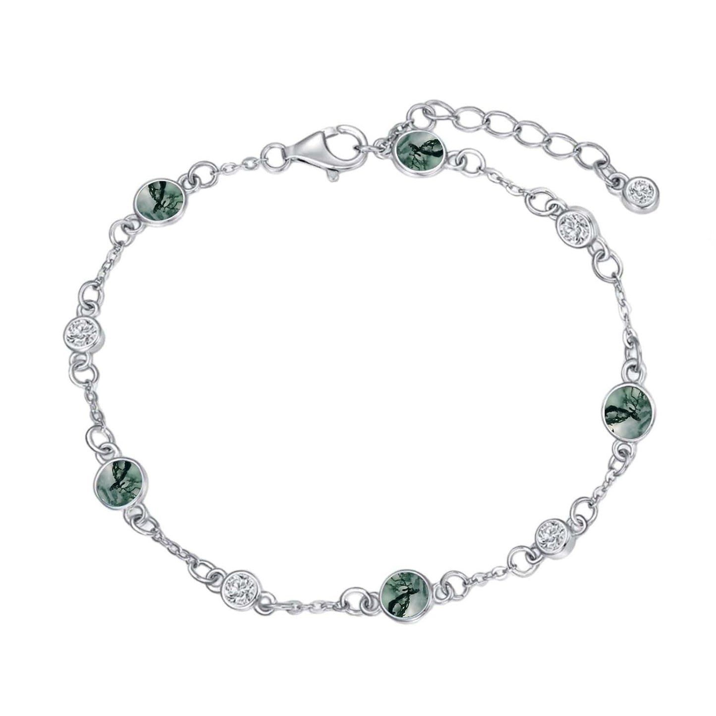 925 Sterling Silver Turquoise Beaded Chain Anklet Bracelet for Women