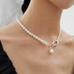 925 Sterling Silver Metal Pearl Choker 14-16mm Round White Freshwater Pearls Necklaces for Women
