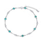 925 Sterling Silver Turquoise Beaded Chain Anklet Bracelet for Women