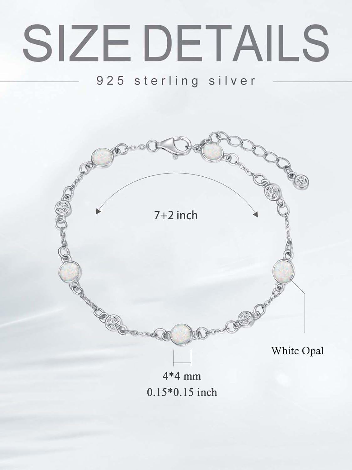 925 Sterling Silver Turquoise Beaded Chain Anklet Bracelet for Women