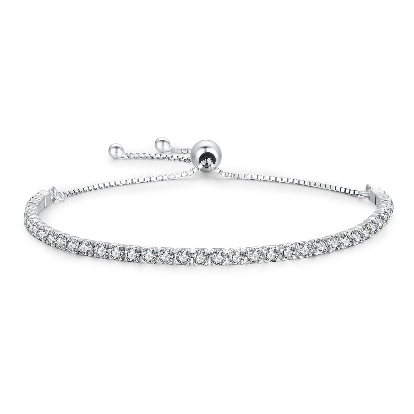 925 Sterling Silver Cubic Zirconia Tennis Bracelet with Adjustable Closure - Elegant Gift for Her