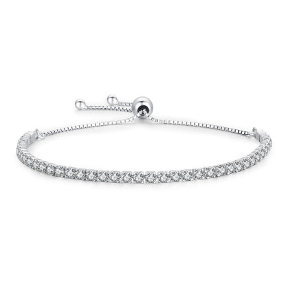925 Sterling Silver Cubic Zirconia Tennis Bracelet with Adjustable Closure - Elegant Gift for Her