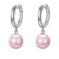 925 Sterling Silver Black Pearl Drop Hoop Earrings for Women