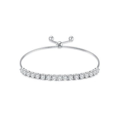 925 Sterling Silver Cubic Zirconia Adjustable Tennis Bracelet for Women