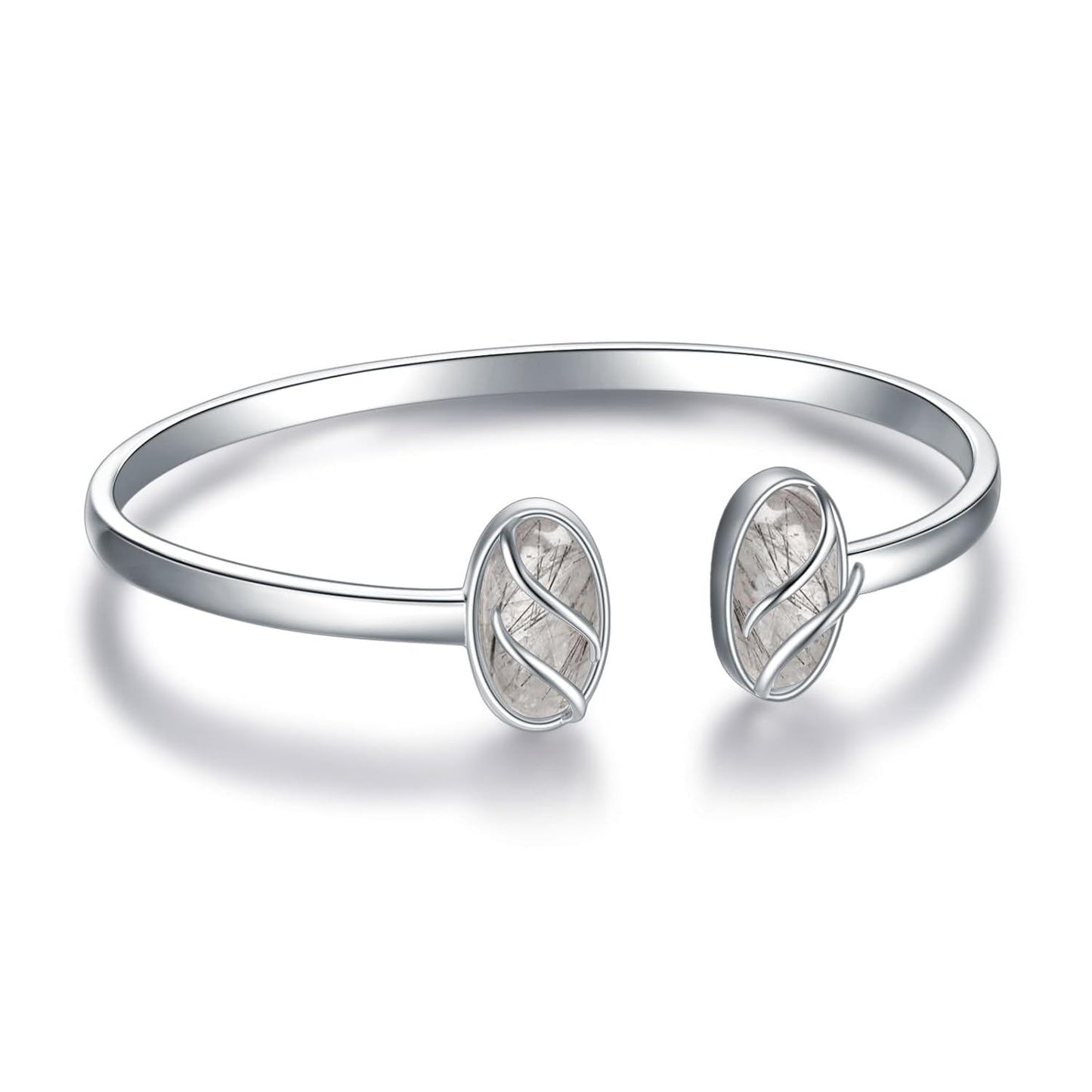925 Sterling Silver Black Onyx Oval Cuff Bangle Bracelet for Women Gifts