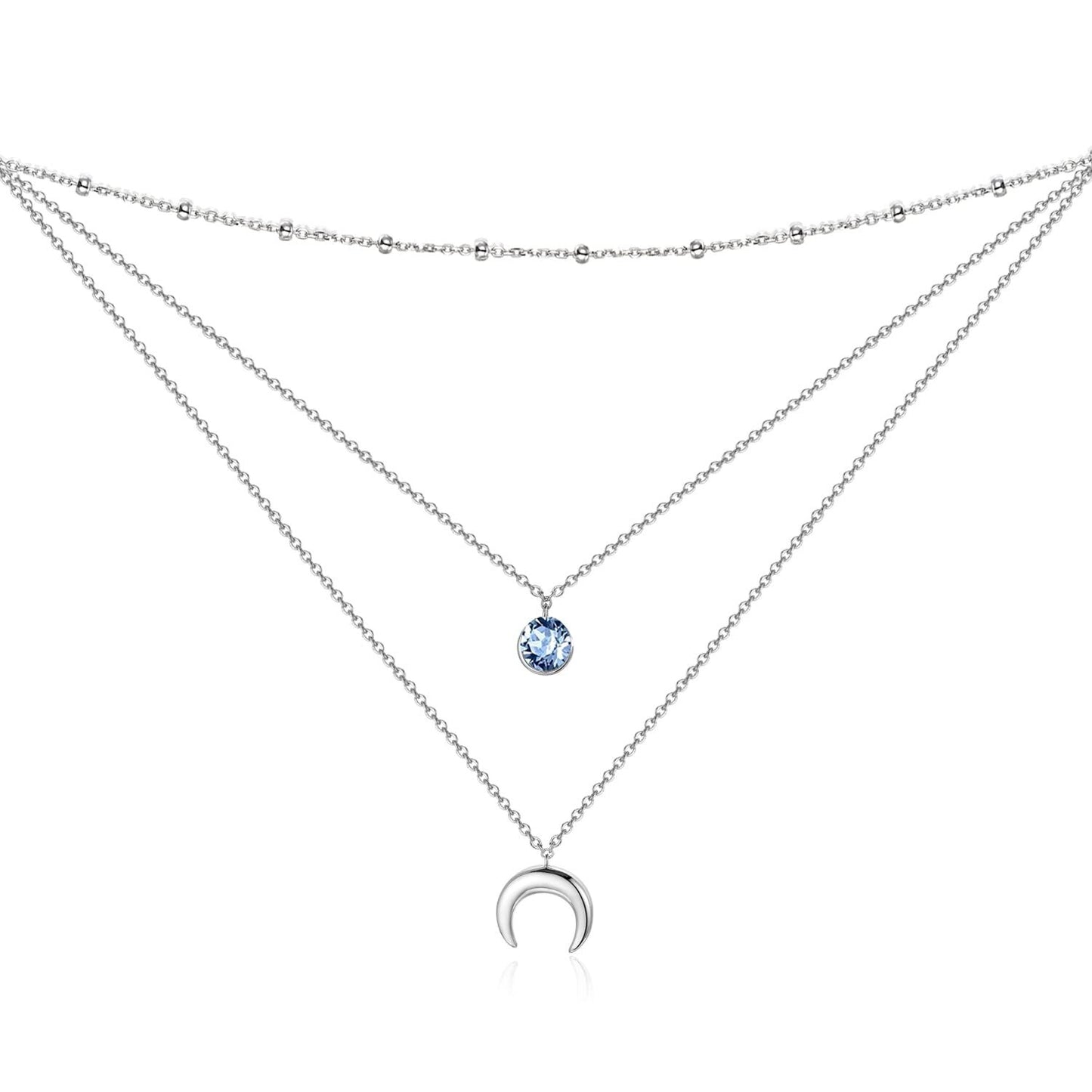 925 Sterling Silver Gold Plated Moonstone Crescent Moon Choker Necklace for Women