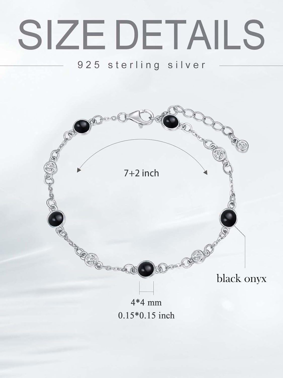 925 Sterling Silver Turquoise Beaded Chain Anklet Bracelet for Women