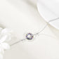 925 Sterling Silver Blue Crystal Circle Chain Bracelet for Women s
