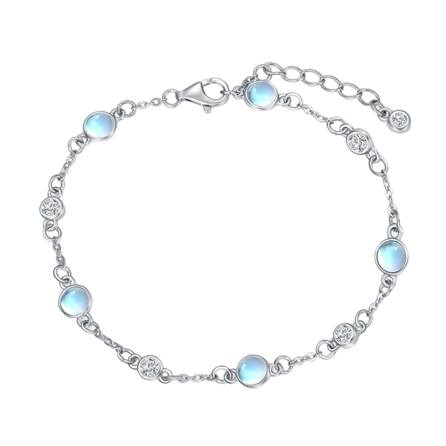 925 Sterling Silver Turquoise Beaded Chain Anklet Bracelet for Women