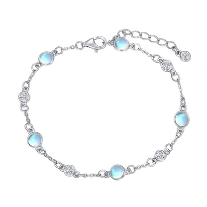925 Sterling Silver Turquoise Beaded Chain Anklet Bracelet for Women