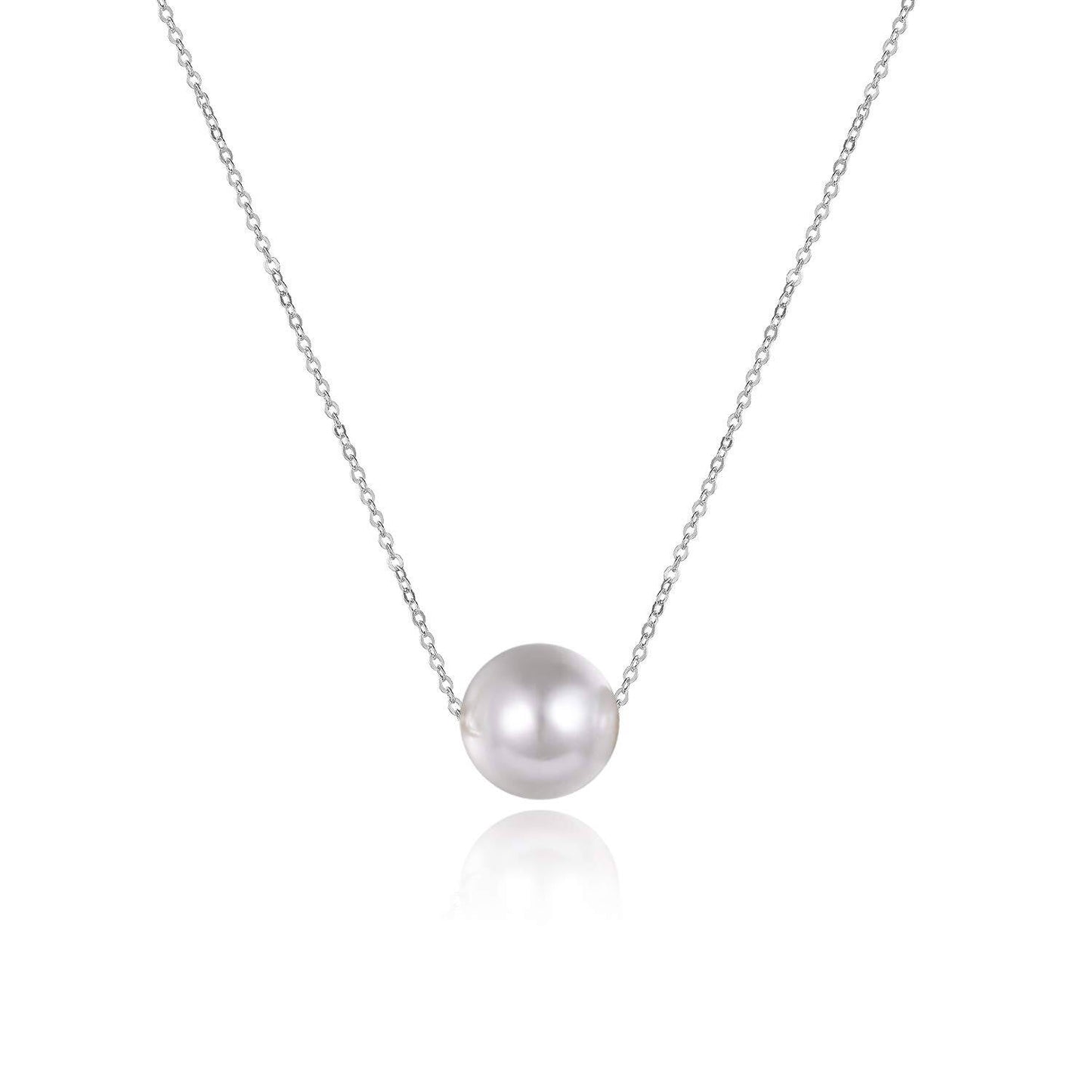 925 Sterling Silver Single Pearl Choker Necklace for Women 7-8mm Freshwater Cultured Pearls Wedding Bridesmaids Anniversary 14 16 18 inch