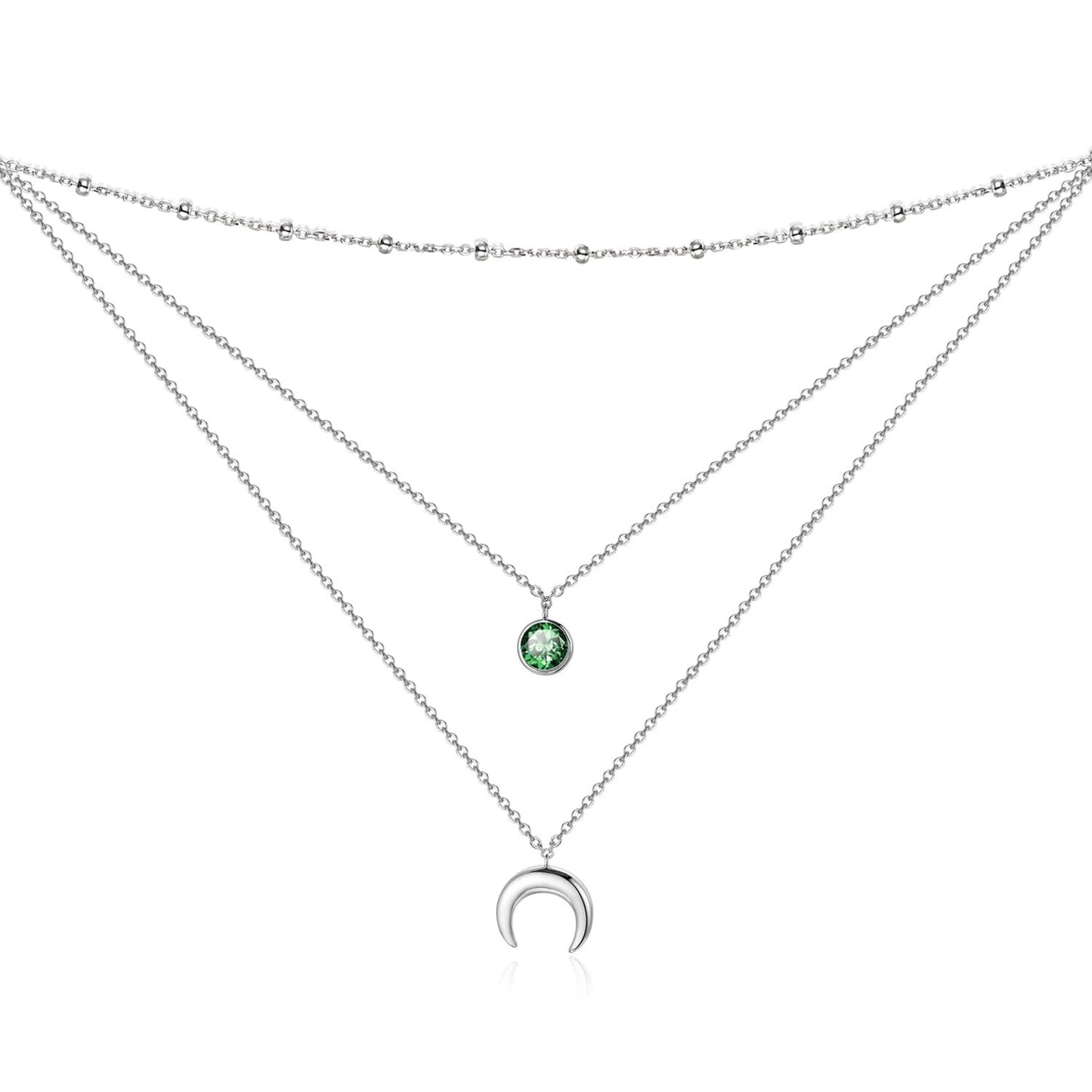 925 Sterling Silver Gold Plated Moonstone Crescent Moon Choker Necklace for Women