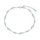 925 Sterling Silver Turquoise Beaded Chain Anklet Bracelet for Women