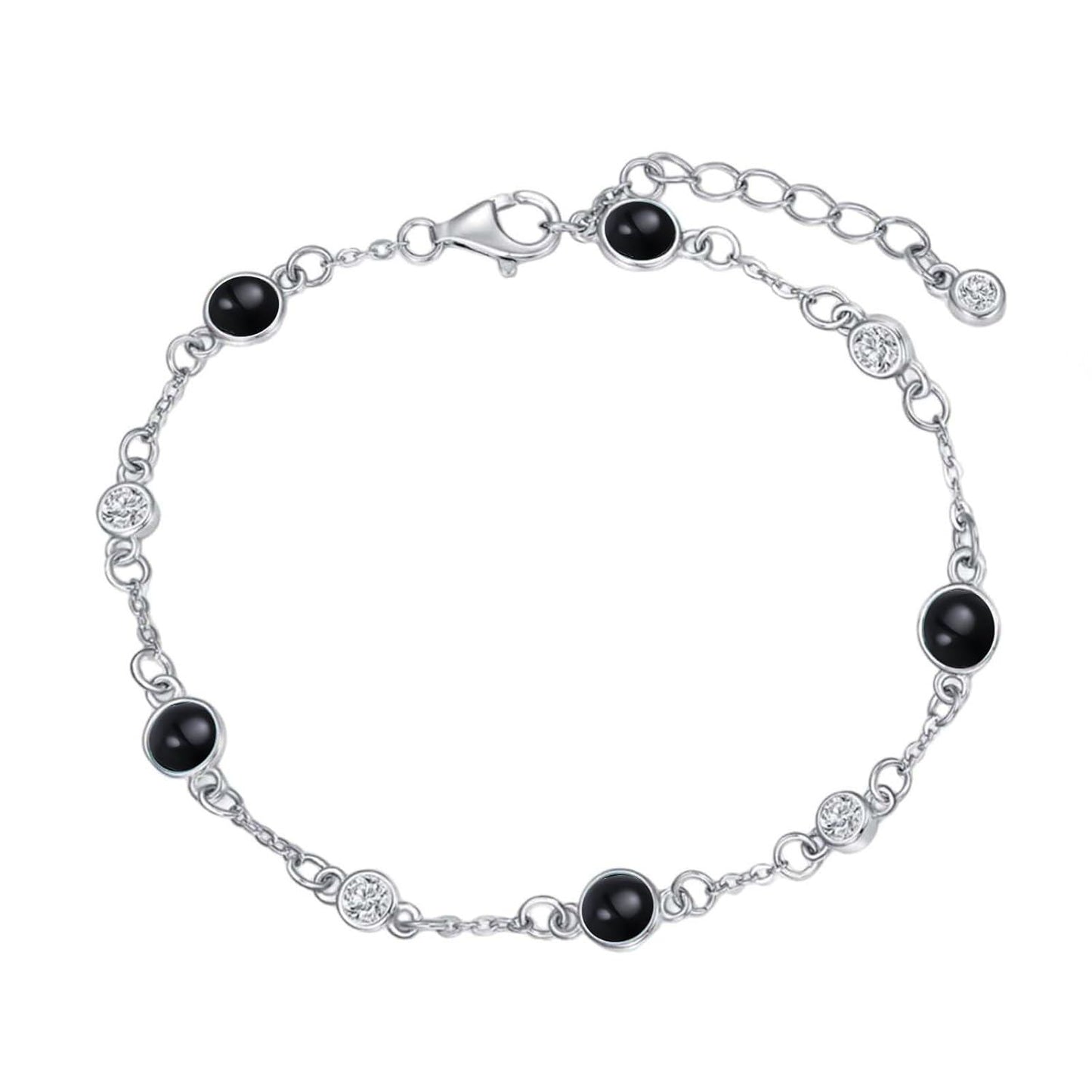 925 Sterling Silver Turquoise Beaded Chain Anklet Bracelet for Women