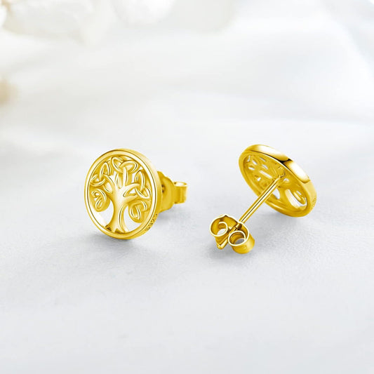 925 Sterling Silver Tree of Life Celtic Stud Earrings - Holiday Gift for Women