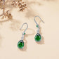 Sterling Silver Emerald Teardrop Dangle Earrings, May Birthstone Green Heart-Shaped Gemstone Hook Drop Jewelry for Mother's Day Gift