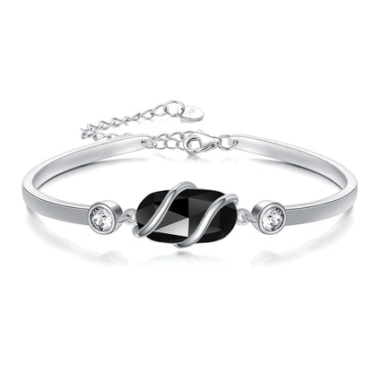 925 Sterling Silver Green Malachite Stone Bangle Bracelet for Women Gifts