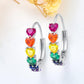925 Sterling Silver Multi-Color Heart-Shaped Rainbow Stone Huggie Hoop Earrings for Women