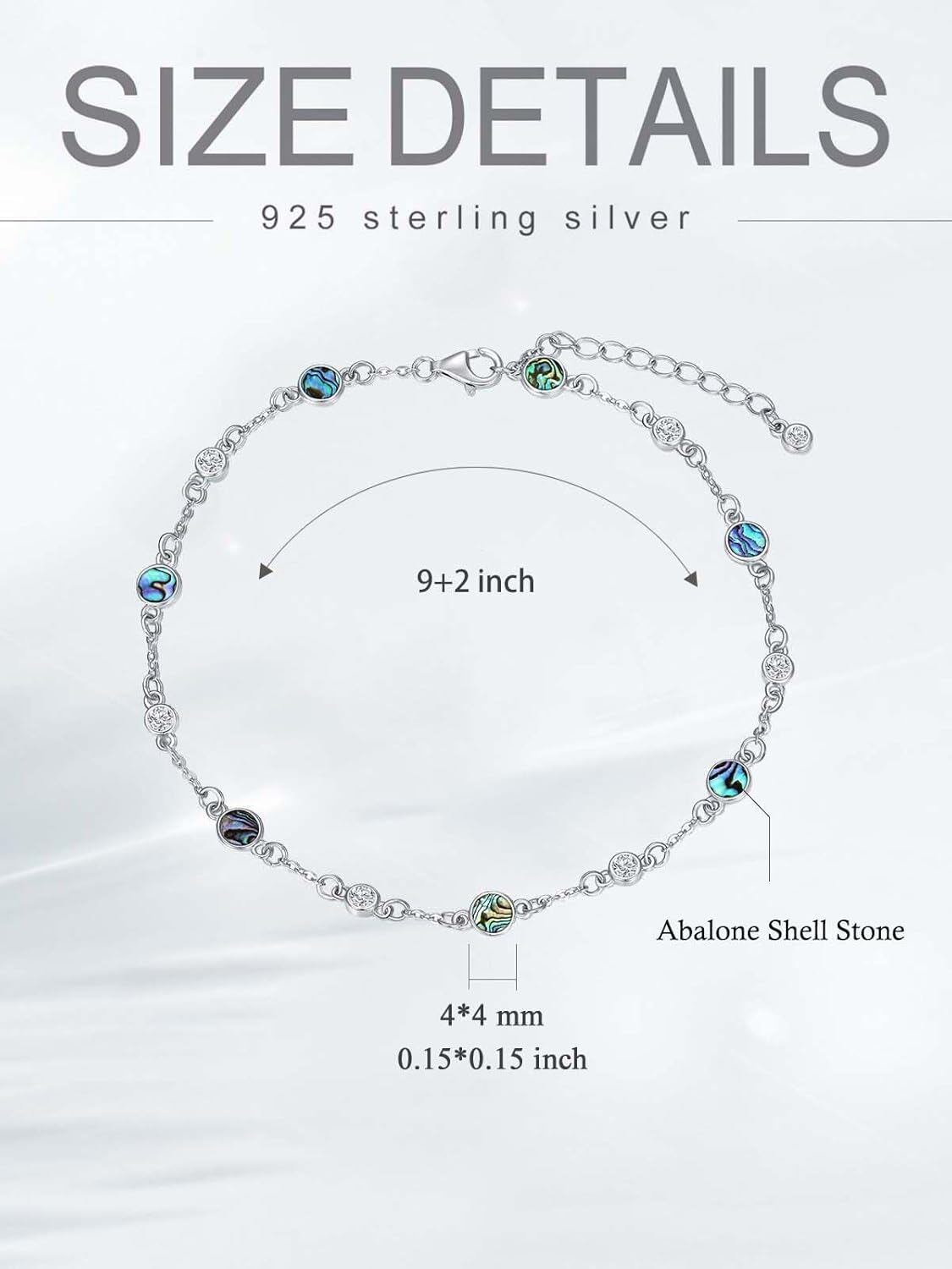 925 Sterling Silver Turquoise Beaded Chain Anklet Bracelet for Women