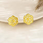 925 Sterling Silver Plated Gold Flower Stud Earrings with Cubic Zirconia - Elegant Floral Design for Women's Fashion Accessories