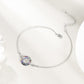 925 Sterling Silver Blue Crystal Circle Chain Bracelet for Women s