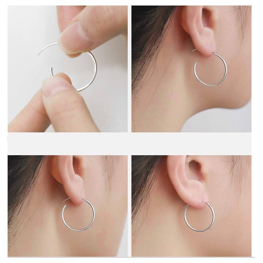 925 Sterling Silver Hoop Earrings Polished Round Circle Endless 20 80mm