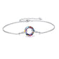 925 Sterling Silver Blue Crystal Circle Chain Bracelet for Women s