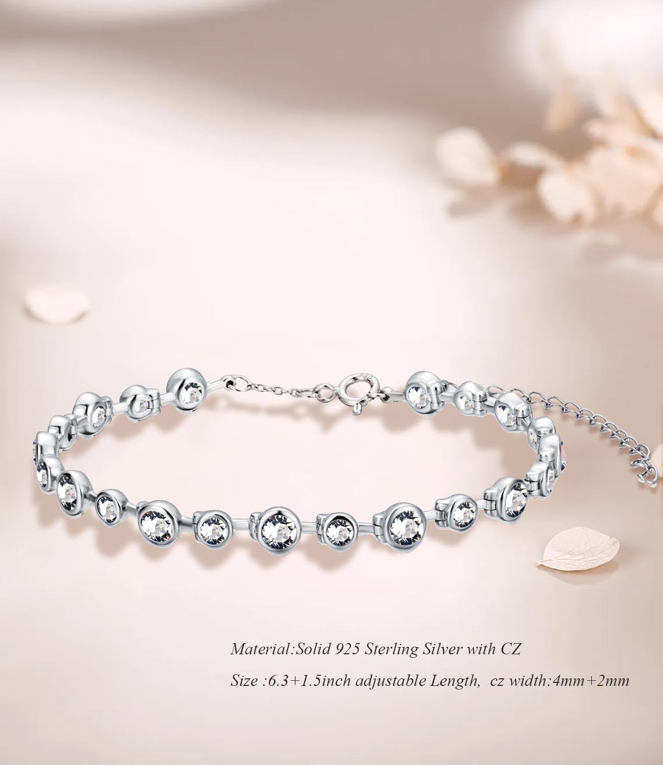 925 Sterling Silver Cubic Zirconia Tennis Bracelet for Women - Elegant