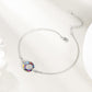 925 Sterling Silver Blue Crystal Circle Chain Bracelet for Women s