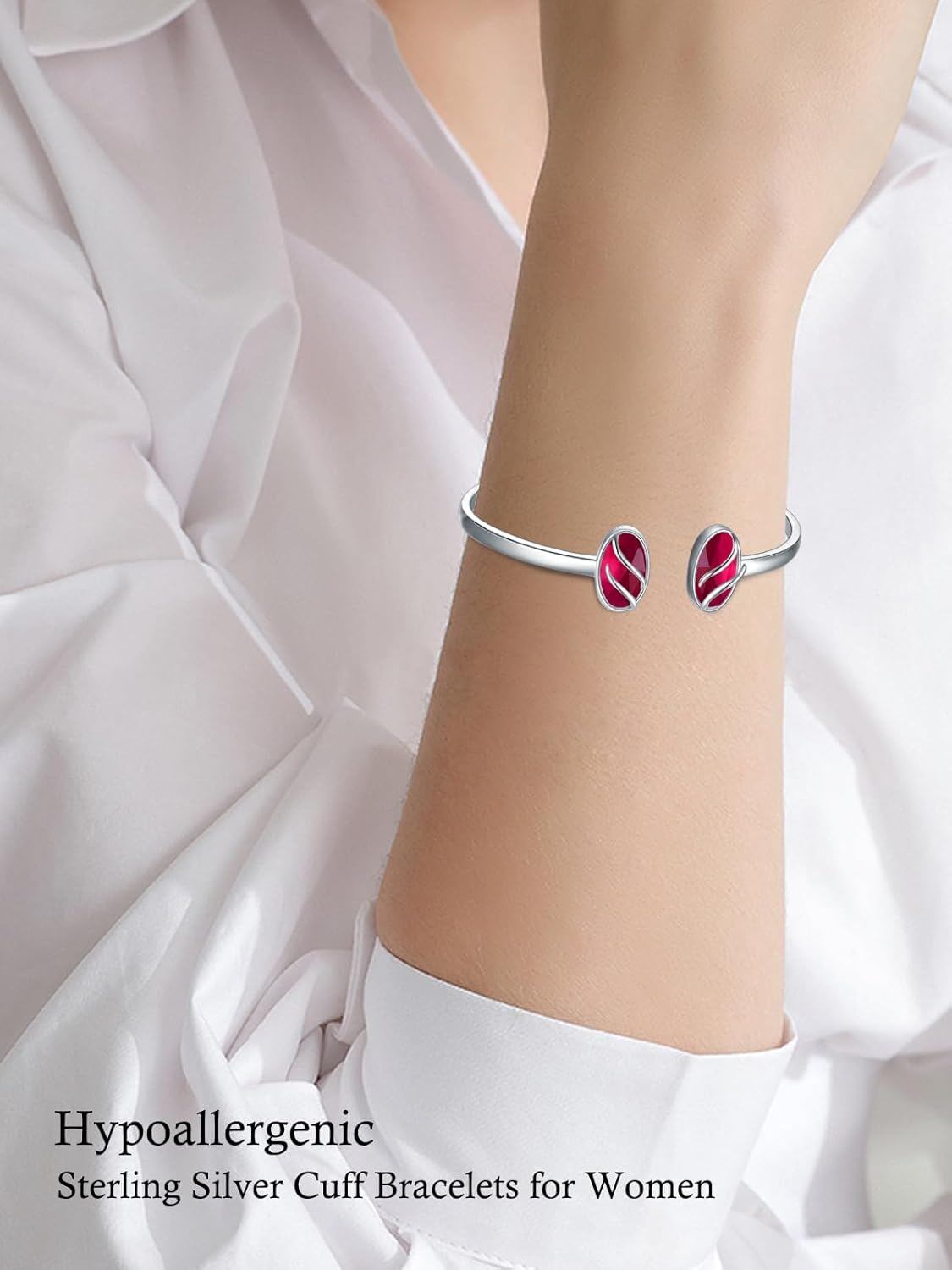 925 Sterling Silver Black Onyx Oval Cuff Bangle Bracelet for Women Gifts