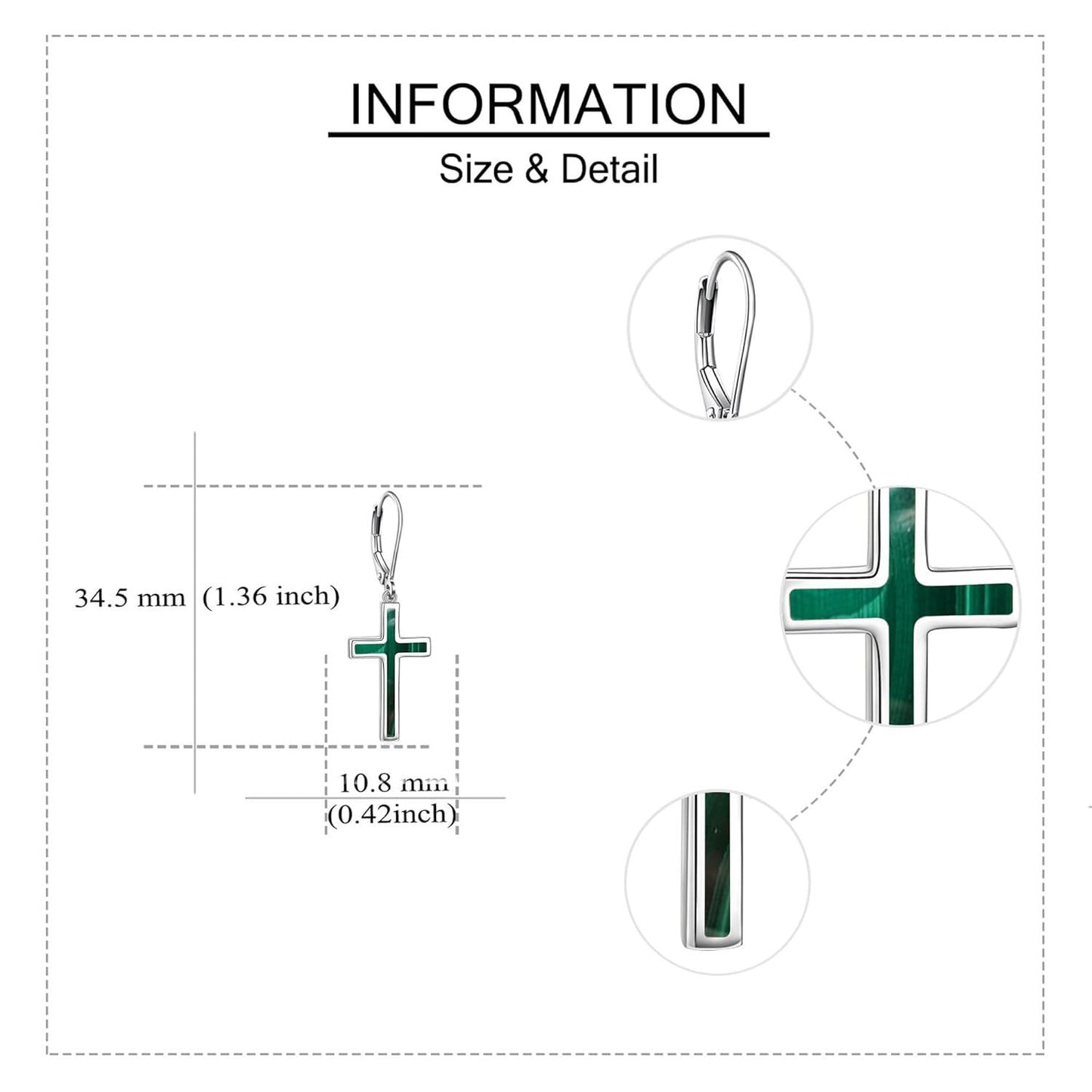 925 Sterling Silver Opal Cross Leverback Dangle Drop Earrings for Women and Men