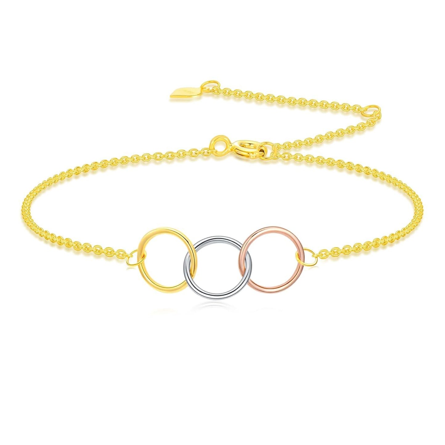 14K Gold Tri-Color Circles Link Chain Bracelet - Infinite Love  for Her