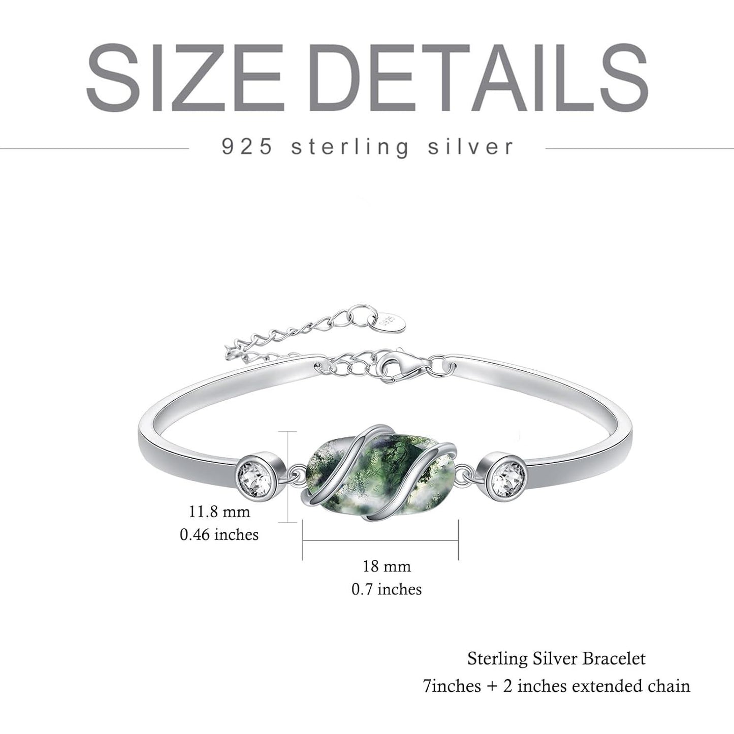 925 Sterling Silver Green Malachite Stone Bangle Bracelet for Women Gifts