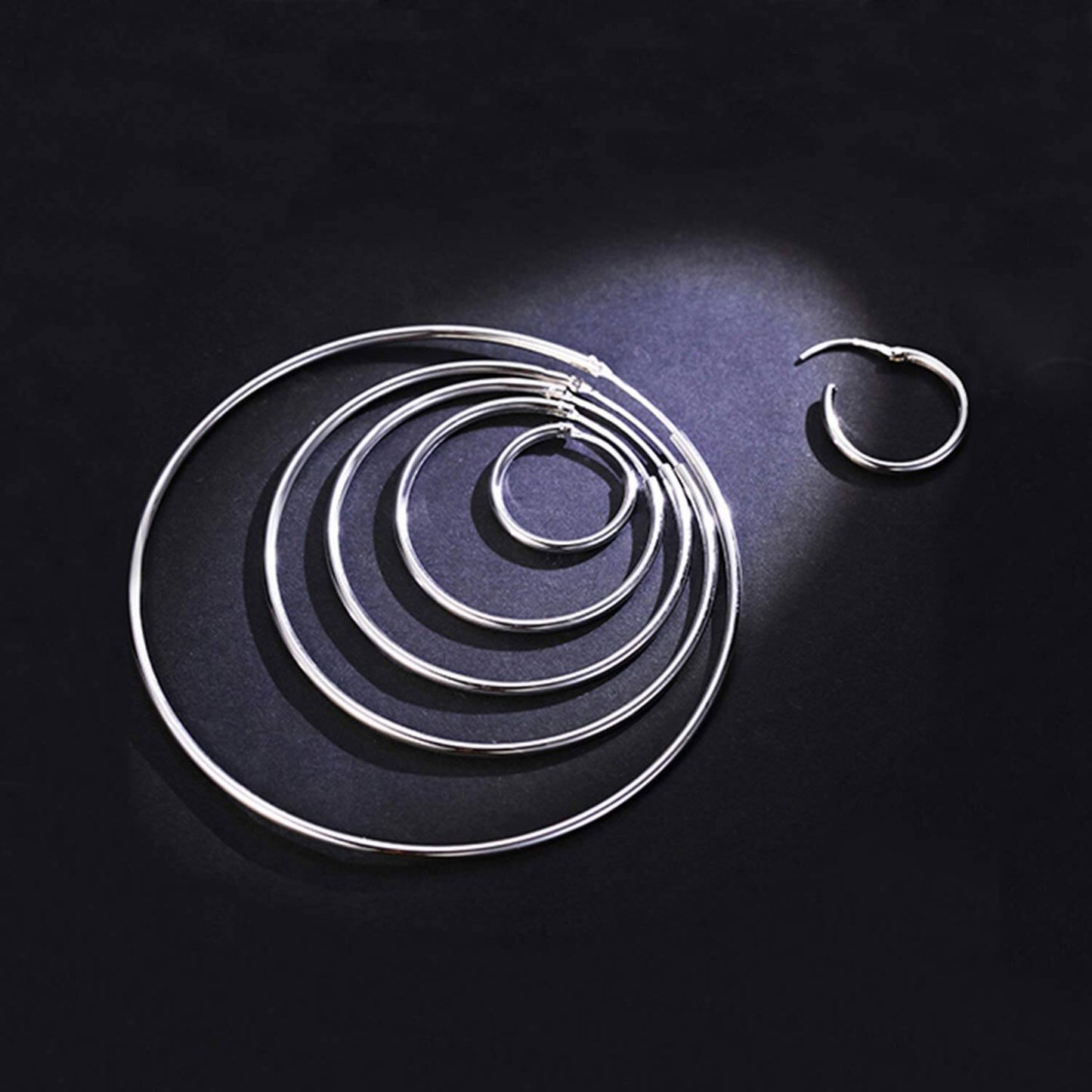 925 Sterling Silver Hoop Earrings Polished Round Circle Endless 20 80mm