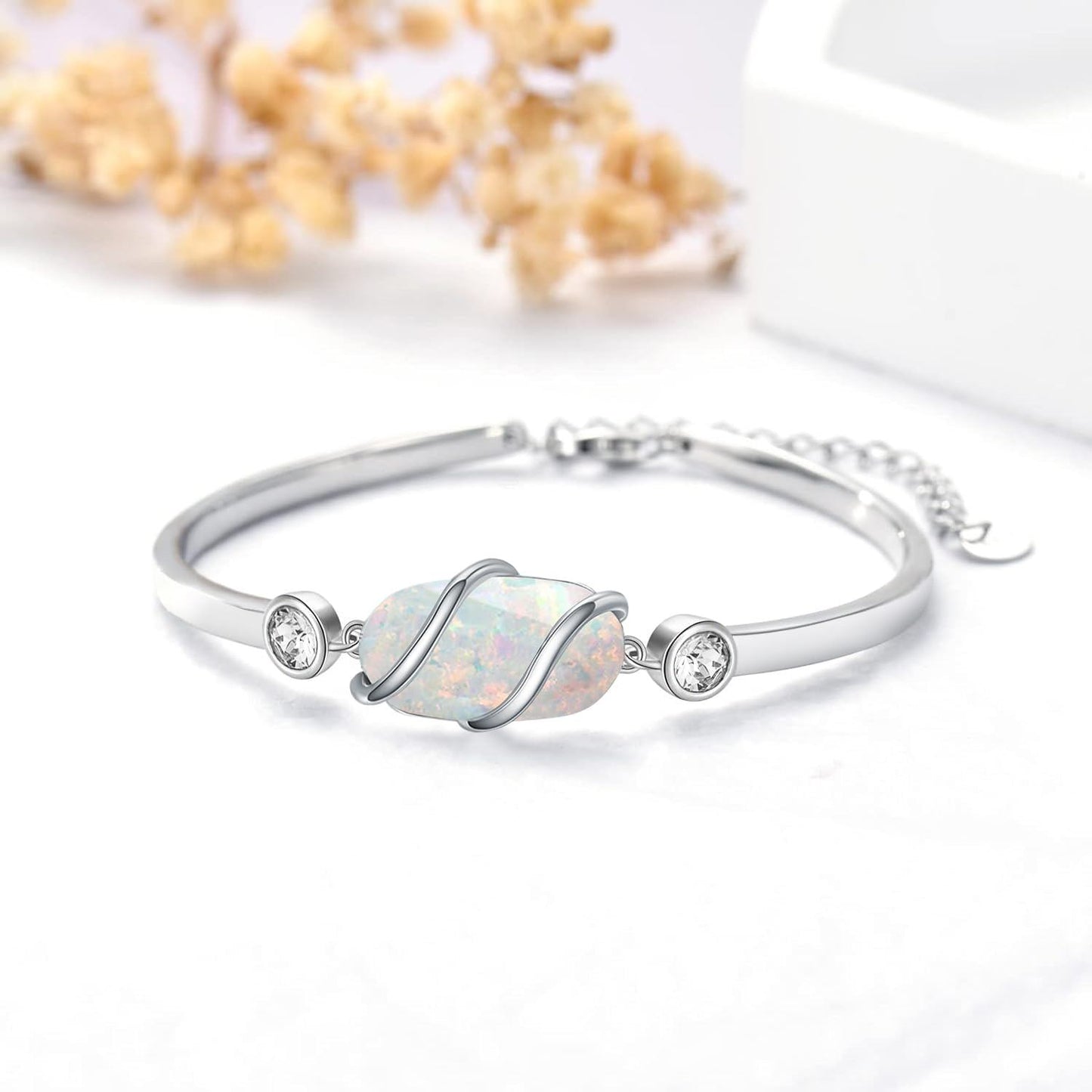 925 Sterling Silver Green Malachite Stone Bangle Bracelet for Women Gifts