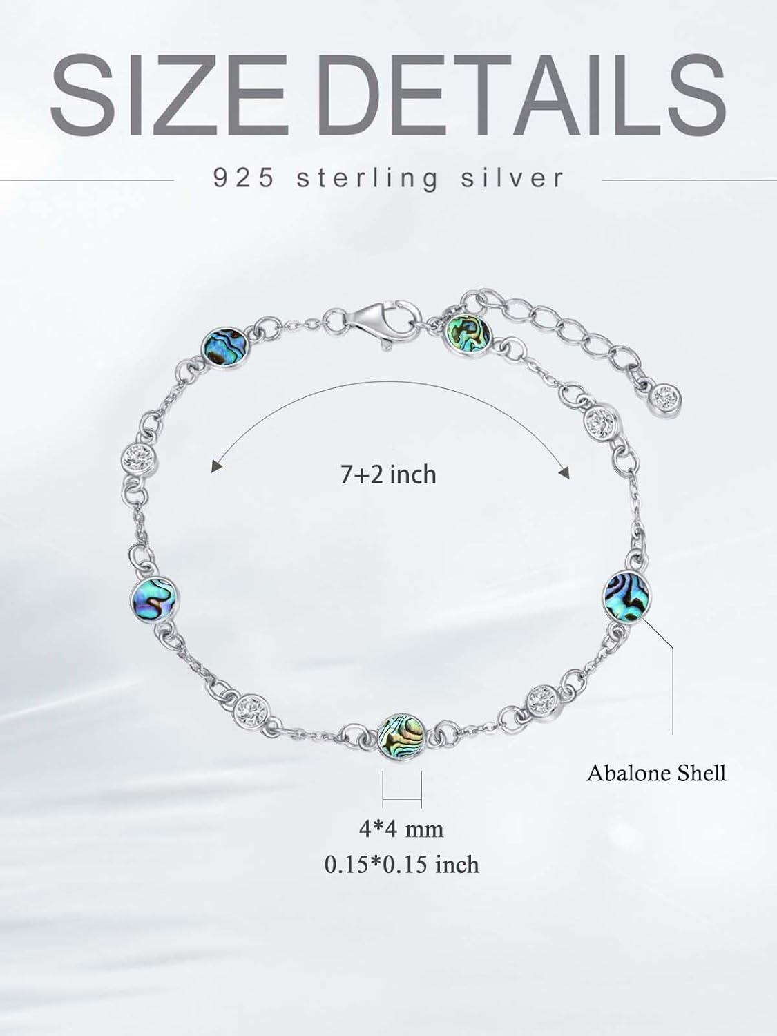 925 Sterling Silver Turquoise Beaded Chain Anklet Bracelet for Women