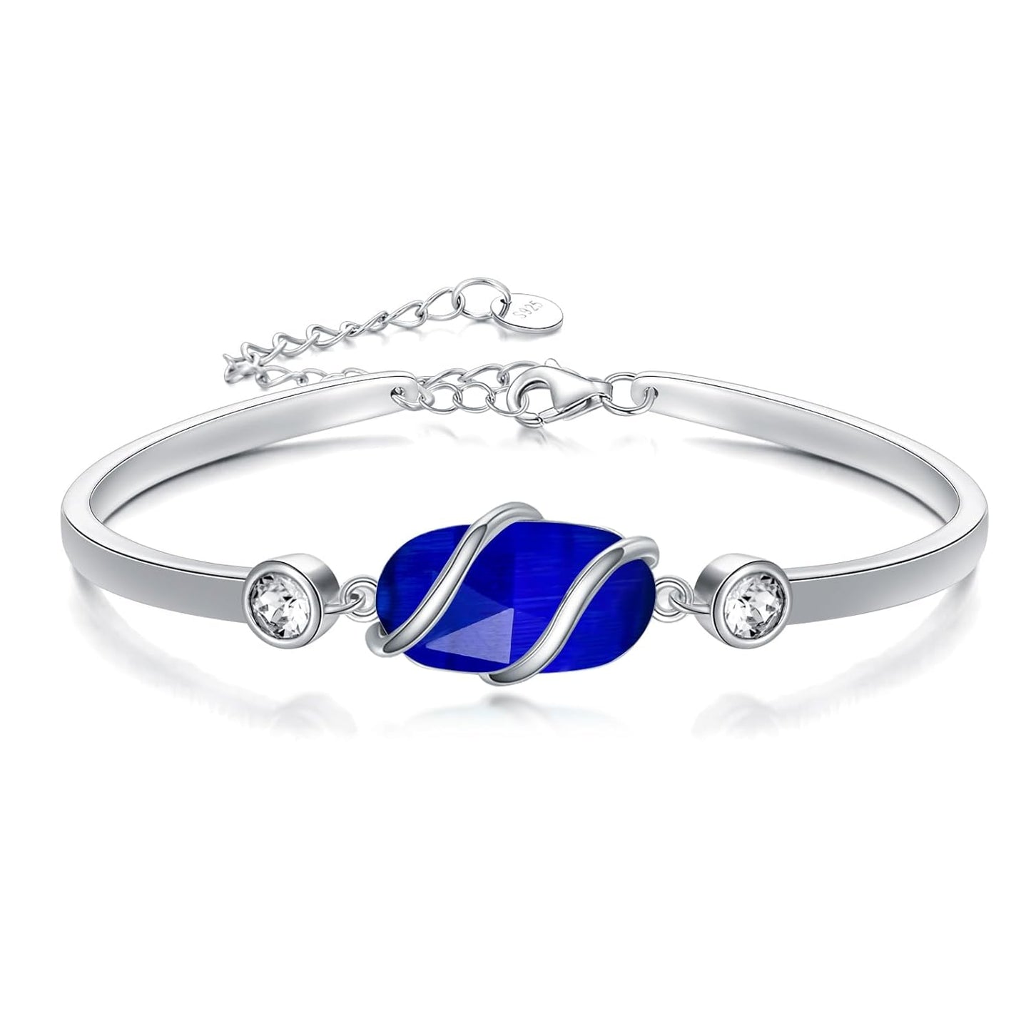 925 Sterling Silver Green Malachite Stone Bangle Bracelet for Women Gifts