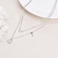 925 Sterling Silver Layered Choker Necklace with Heart and Key Charms s for Women