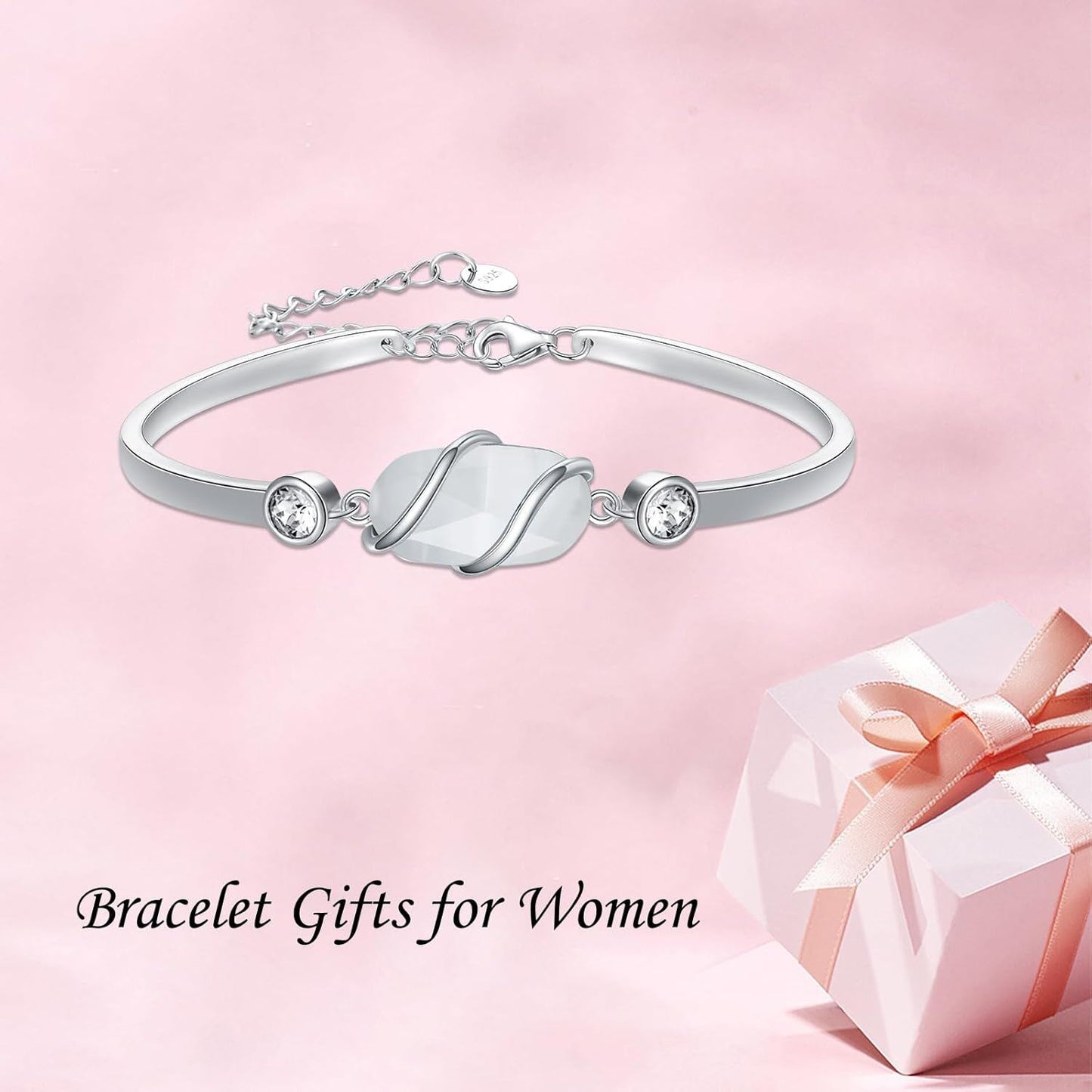925 Sterling Silver Green Malachite Stone Bangle Bracelet for Women Gifts