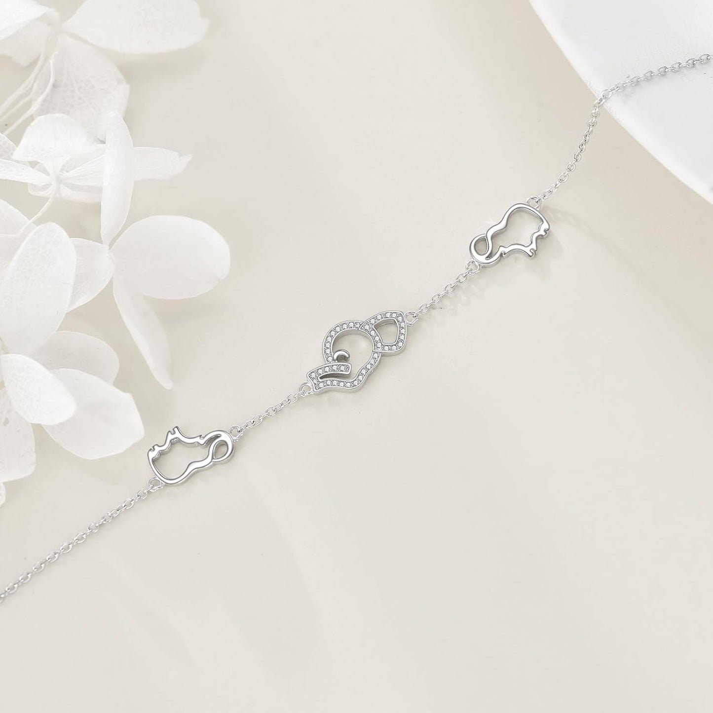 925 Sterling Silver Elephant Shape Infinity Love Heart Charm Adjustable Link Chain Bracelet s for Women Girls