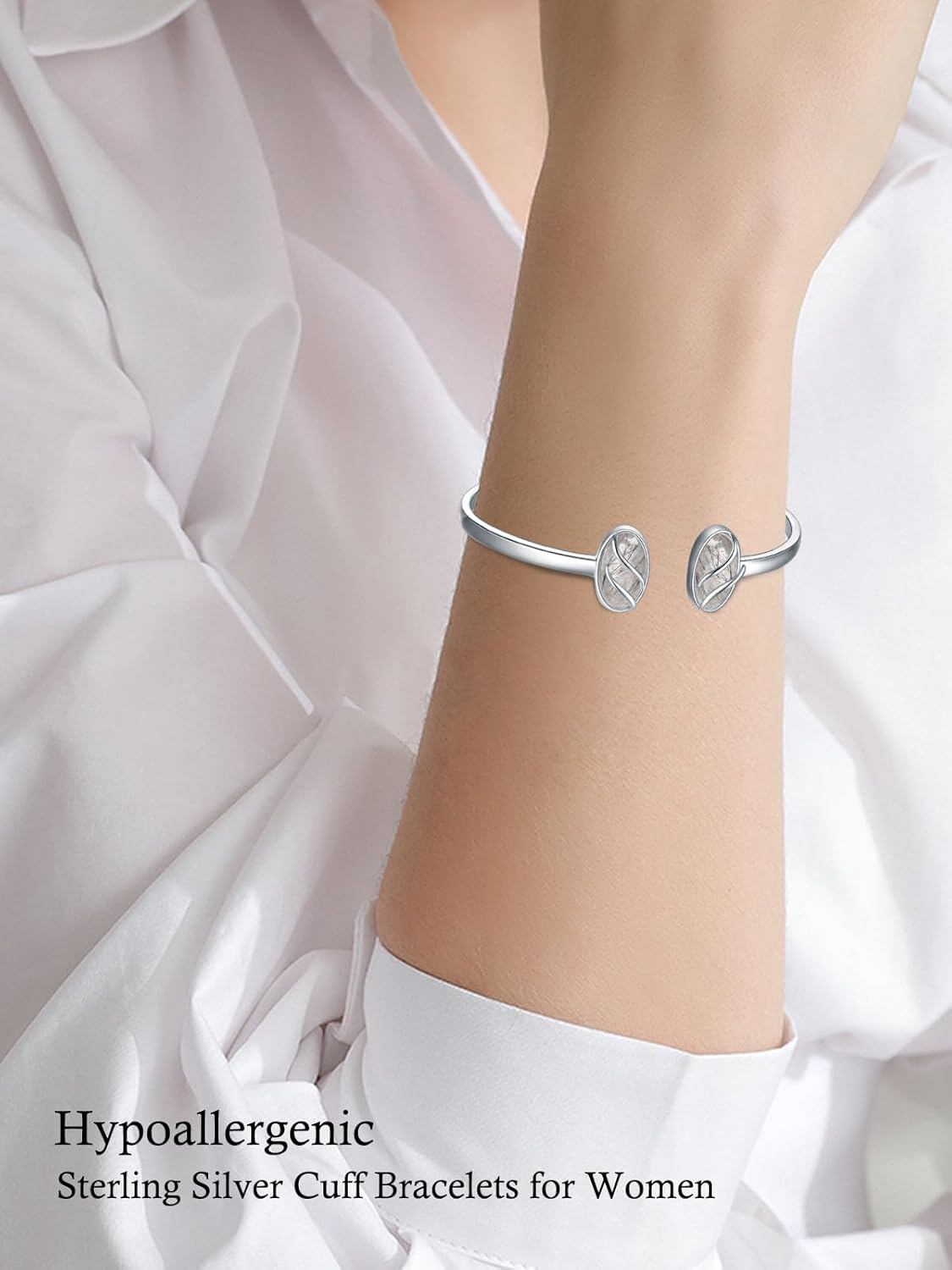 925 Sterling Silver Black Onyx Oval Cuff Bangle Bracelet for Women Gifts