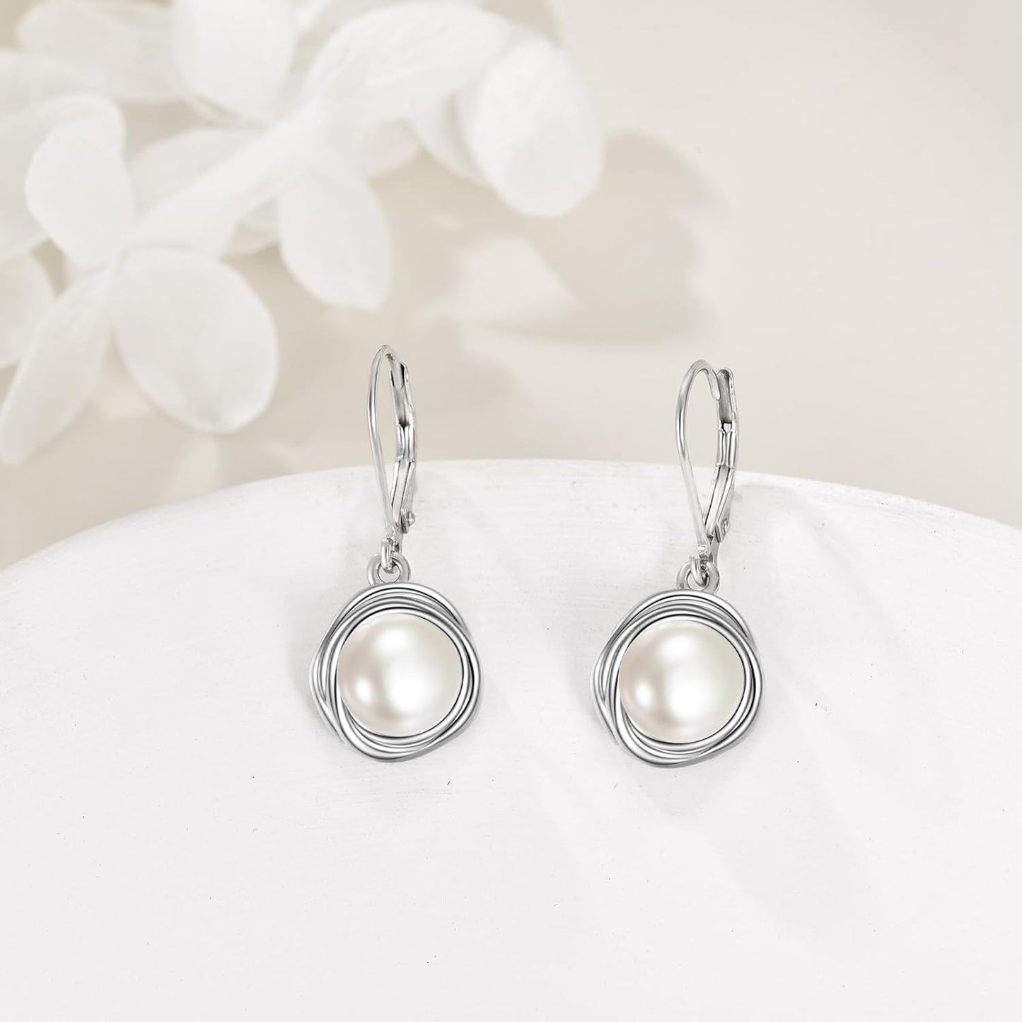 925 Sterling Silver Freshwater Cultured Pearl Leverback Drop Earrings