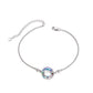 925 Sterling Silver Blue Crystal Circle Chain Bracelet for Women s