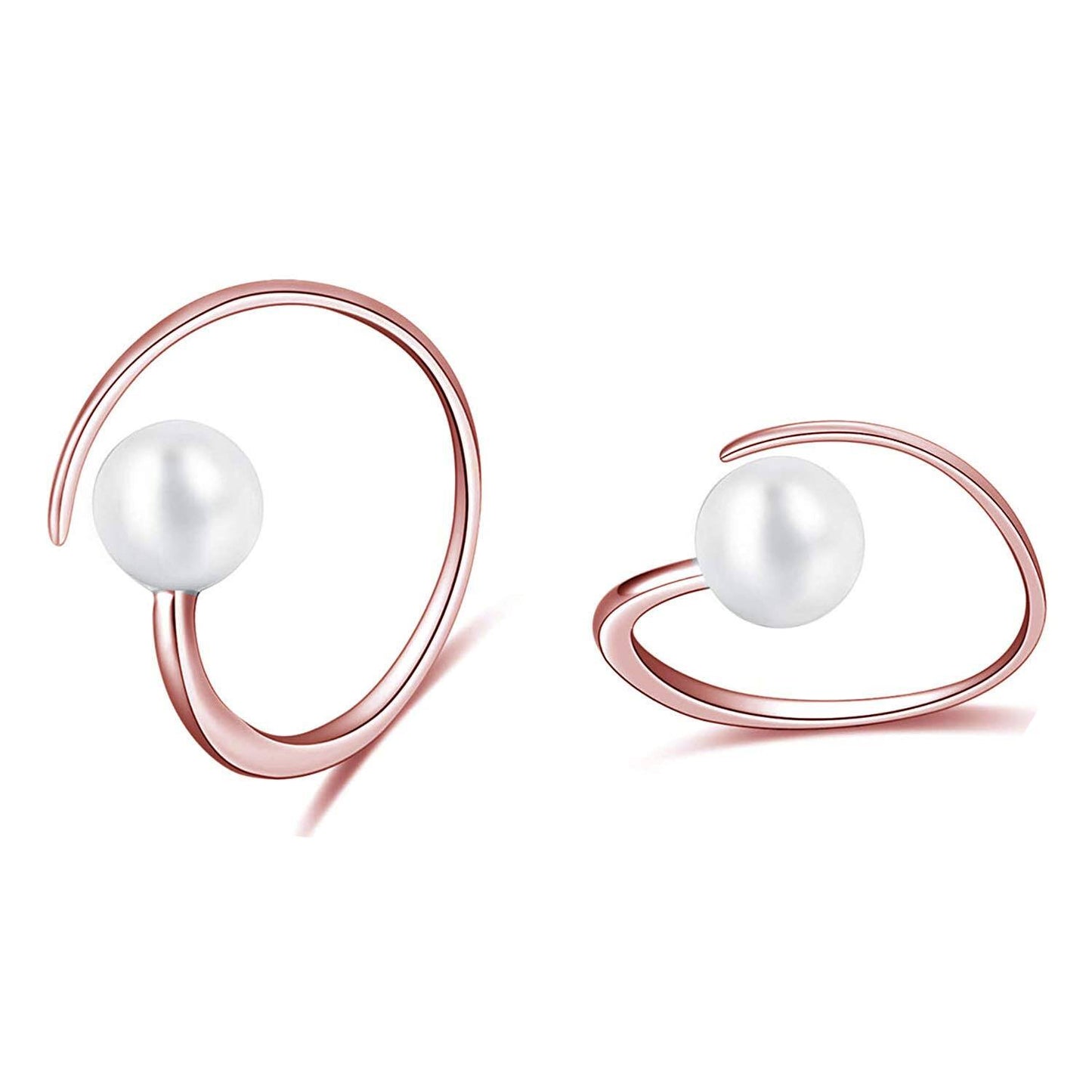 925 Sterling Silver White Freshwater Cultured Pearl Spiral Hoop Earrings for Women